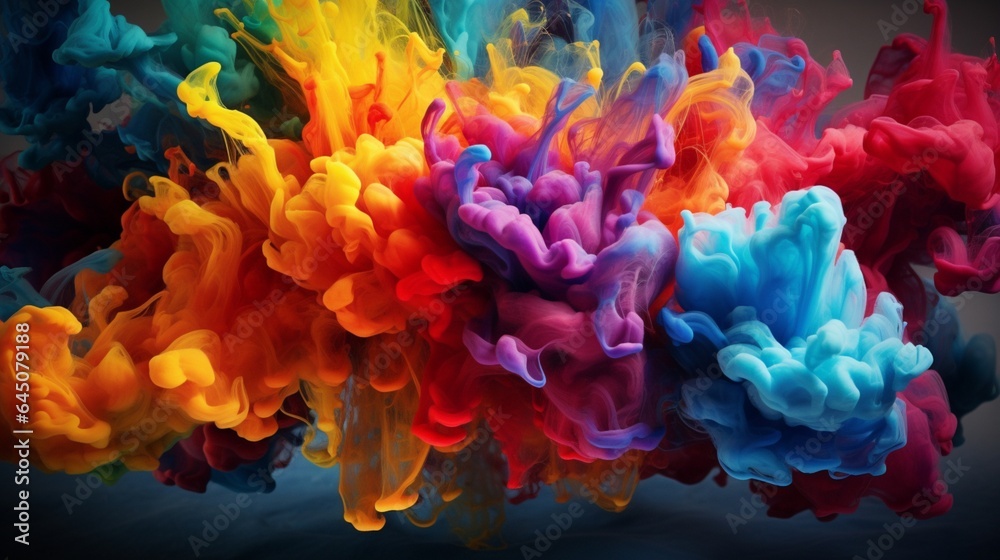 The moment a burst of colored liquid meets a textured surface, creating a vivid explosion of texture and hue