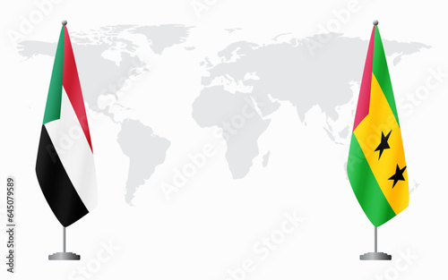 Sudan and Sao Tome and Principe flags for official meeti