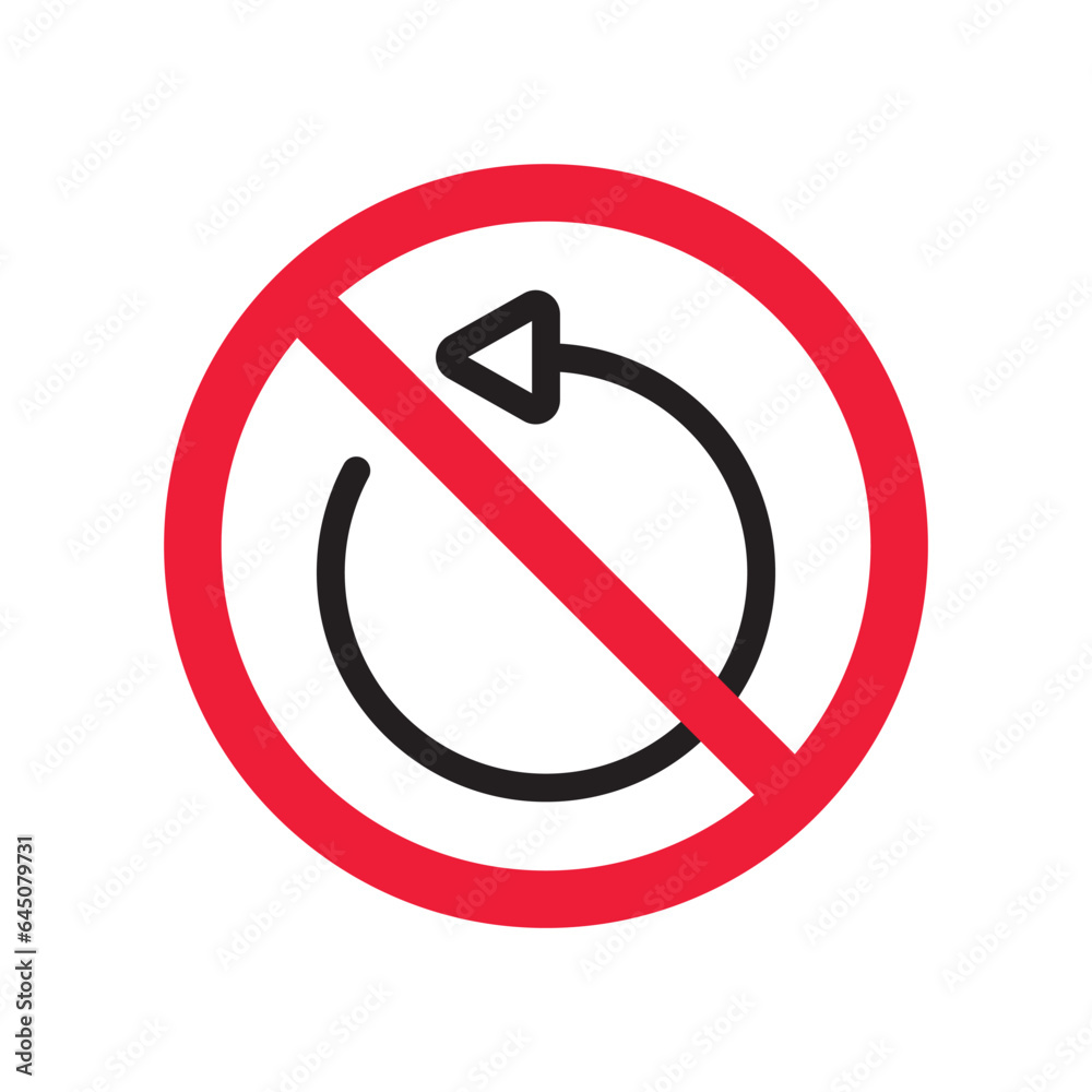 Forbidden Prohibited Warning, caution, attention, restriction label danger. Rotate vector icon. Refresh flat sign design. Update symbol pictogram. Rotate icon Forbidden Prohibited Warning, caution, attention, restriction label danger. Rotate vector icon. Refresh flat sign design. Update symbol pictogram. Rotate icon