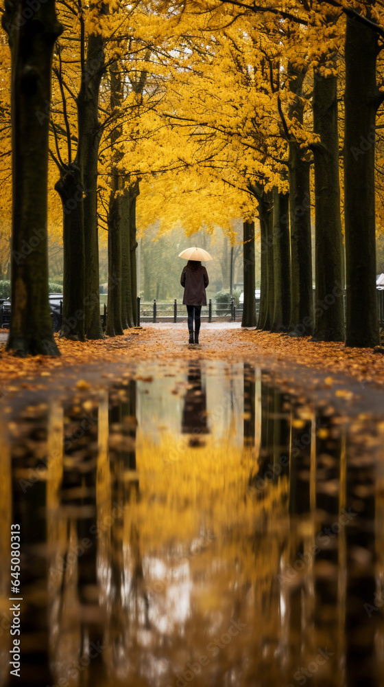 Woman in the Autumn Park