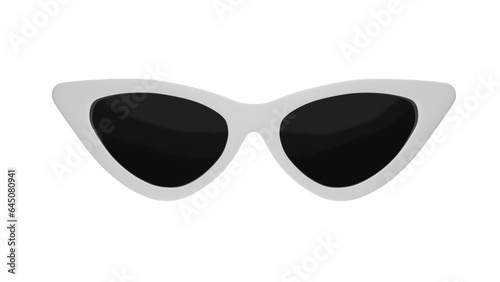 White triangular cat eye sunglasses isolated on transparent and white background. Glasses concept. 3D render
