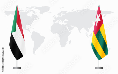 Sudan and Togo flags for official meeting