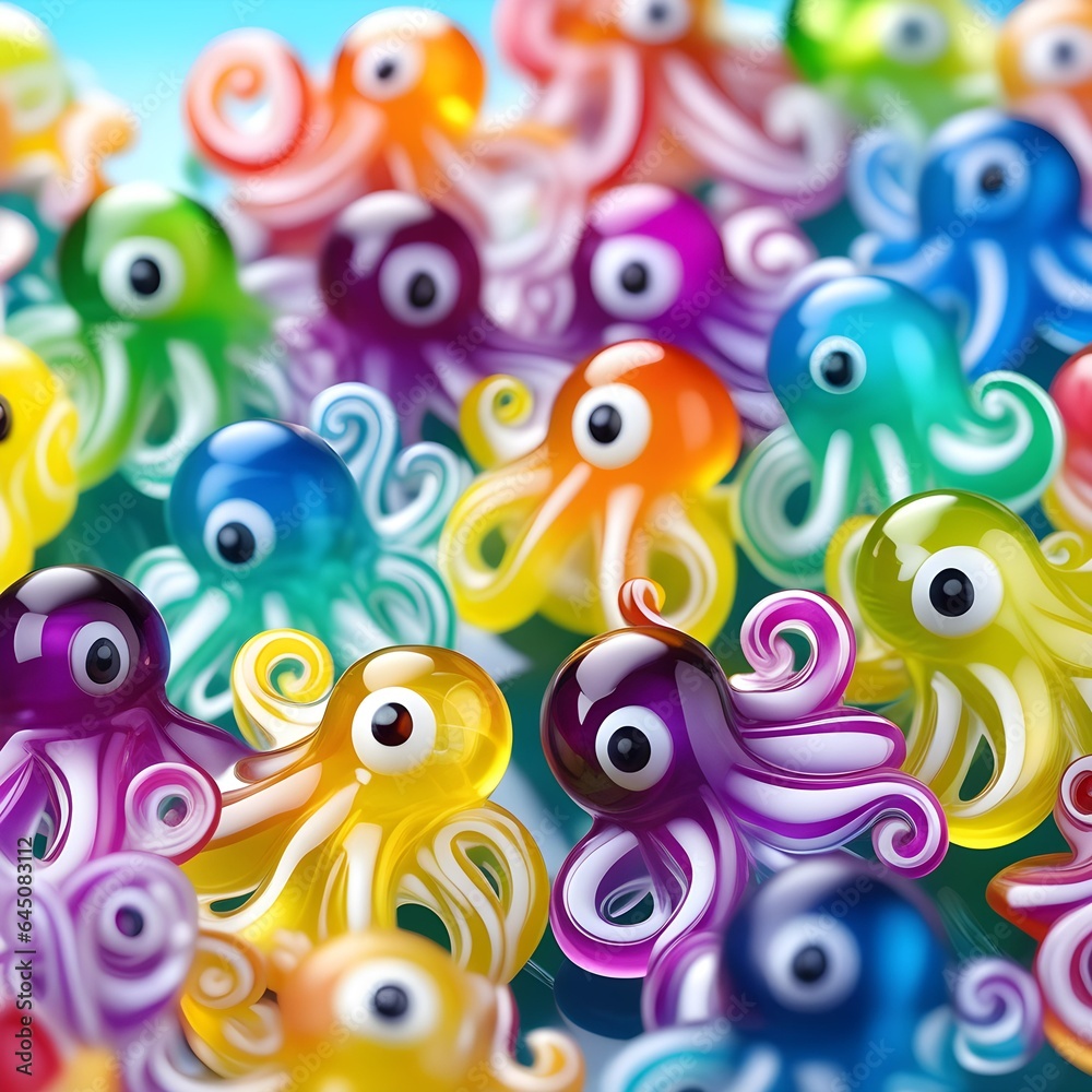 Colorful Octopus Overload: A Glassy Octopus Extravaganza Colorful Octopus Overload: A Glassy Octopus Extravaganza