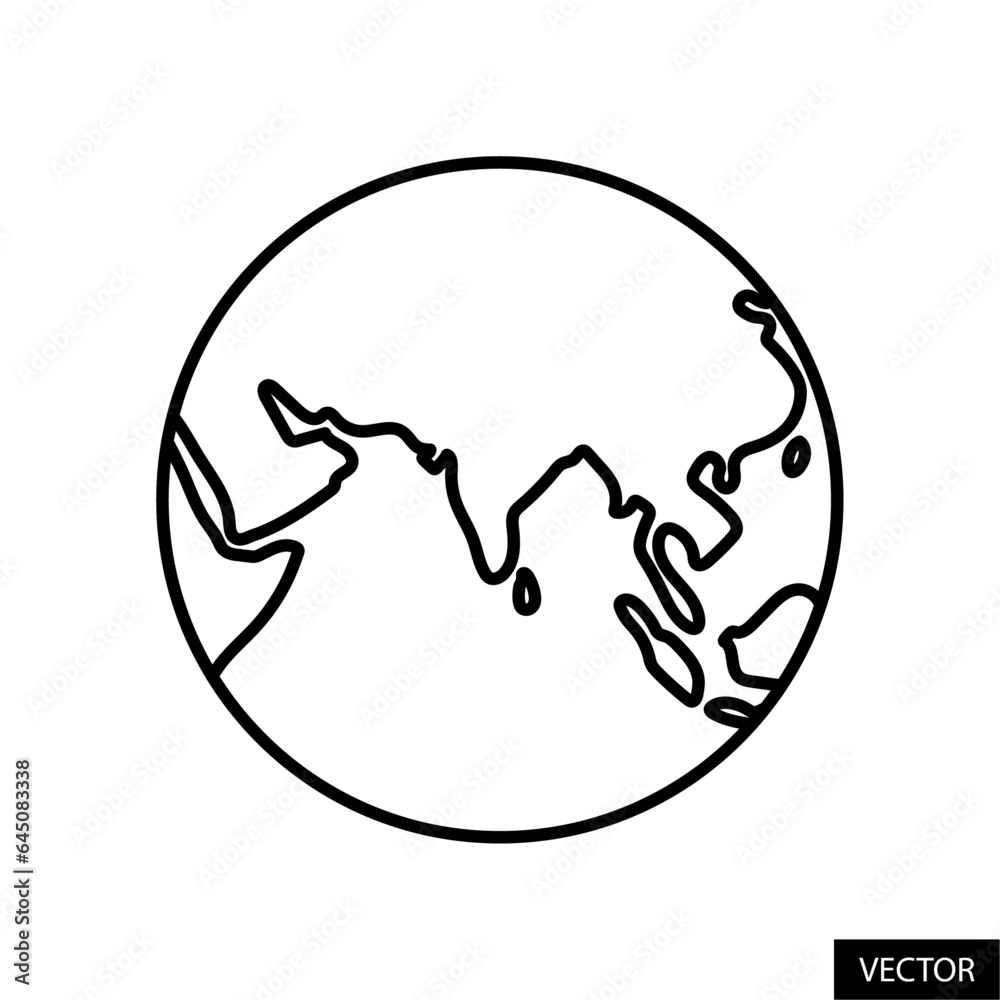 Planet earth, globe, world map vector icon in line style design for website, app, UI, isolated on white background. Editable stroke. Vector illustration. Planet earth, globe, world map vector icon in line style design for website, app, UI, isolated on white background. Editable stroke. Vector illustration.
