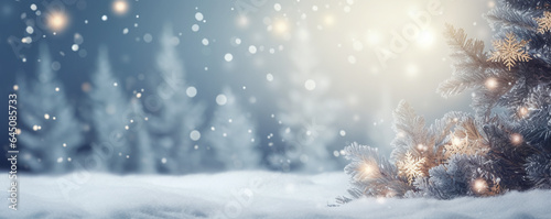 Blurred Winter Wonderland and Shiny Stars