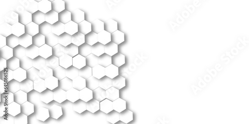 Abstract. Embossed Hexagon , honeycomb white background. light and shadow. Vector.