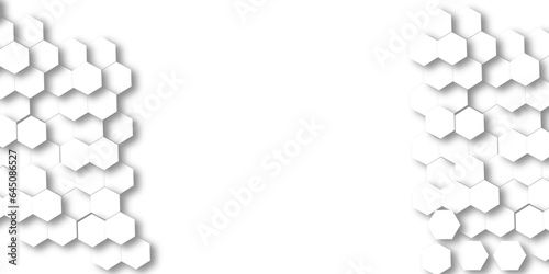 Abstract. Embossed Hexagon , honeycomb white background. light and shadow. Vector.