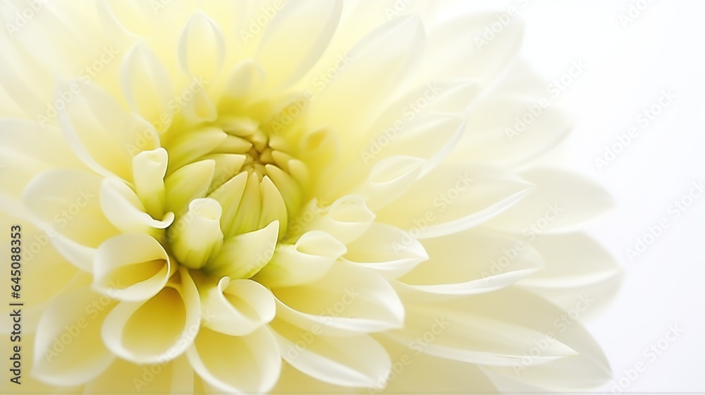 Fototapeta premium Dahlia petals macro. Chrysanthemum flower head. Floral abstract background. Generative AI. Illustration for banner, poster, cover, brochure or presentation.