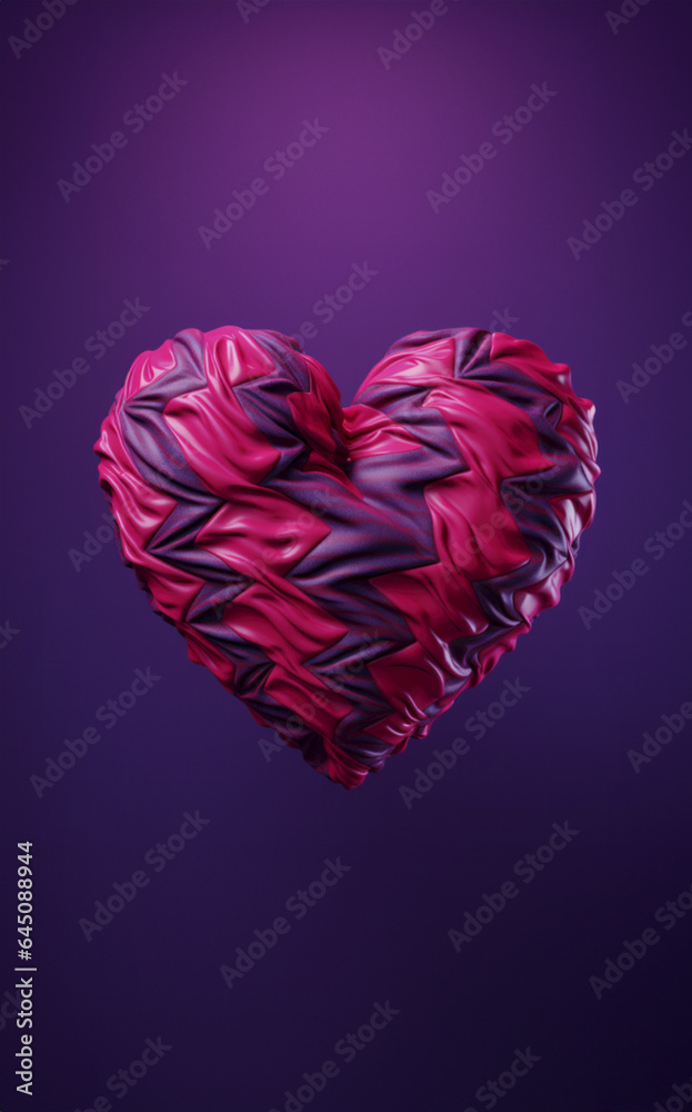 Isolated shaped pink heart. Valentine's day celebration on purple background. Concept of human emotions, love, relations, romantic holidays