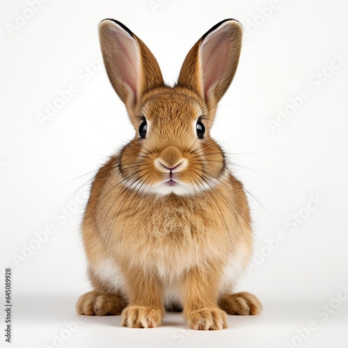 Cute rabbit animal sitting white background