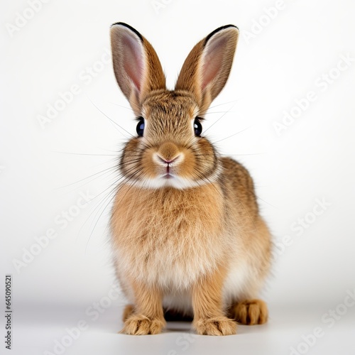 Cute rabbit animal sitting white background