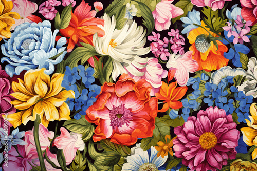 Pattern of colorful flowers, illustration, background © eightstock