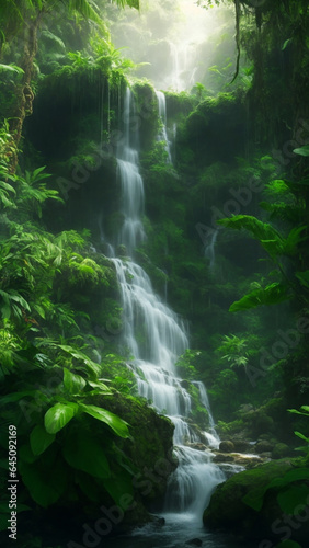 A panoramic shot of a serene rainforest - AI Generative © Being Imaginative