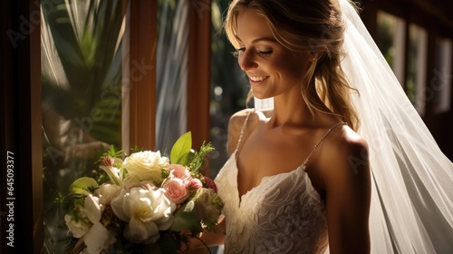 Bride in a dress standing i...