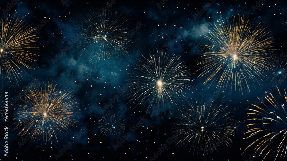 Silvester 2024 New year New Year's Eve Party background banner panorama long- firework fireworks on rustic dark blue night sky texture Silvester 2024 New year New Year's Eve Party background banner panorama long- firework fireworks on rustic dark blue night sky texture