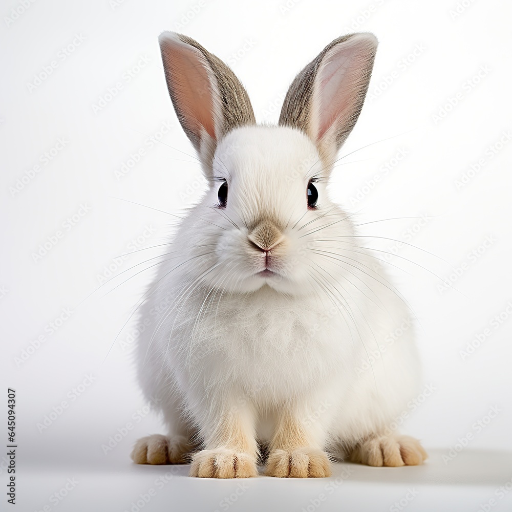 Cute rabbit animal sitting white background Cute rabbit animal sitting white background