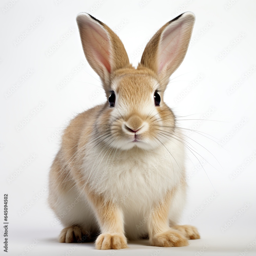 Cute rabbit animal sitting white background