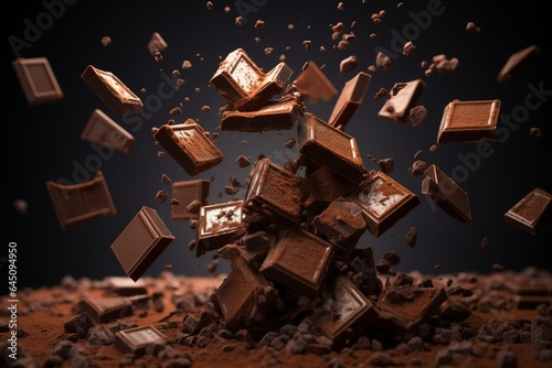 chocolate pieces in flight. Generative AI