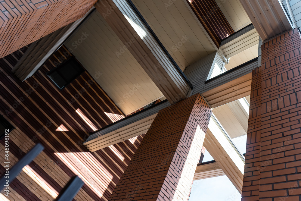Obraz premium details of exterior of modern brick building