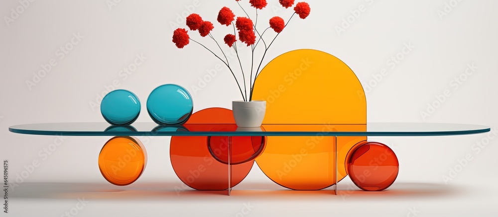Contemporary table on blank surface