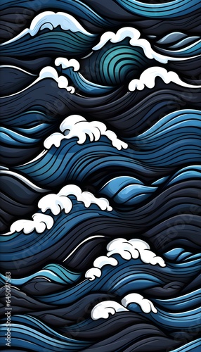 Big sea waves illustration.