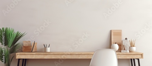 Text-friendly white desk in a cozy workspace.