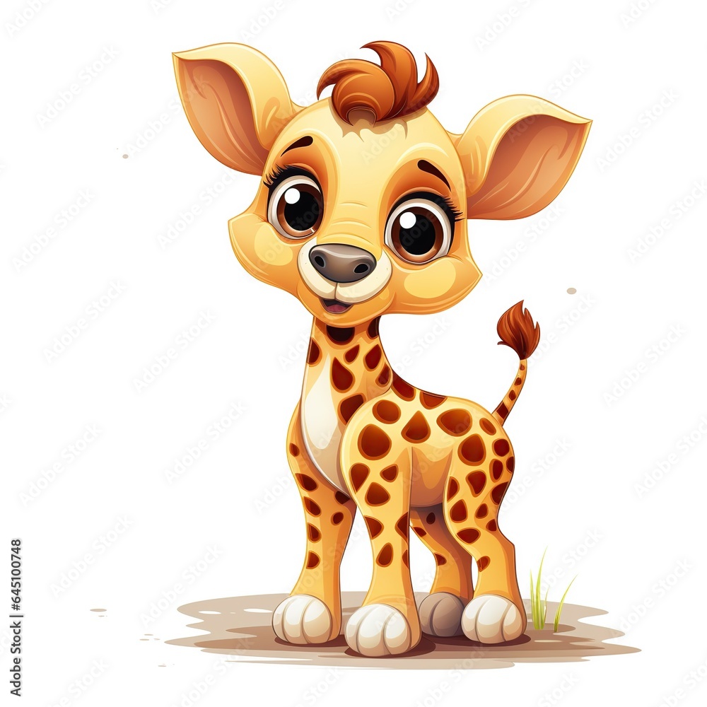 Cute Close-up of a Funny Giraffe on a white background Cute Close-up of a Funny Giraffe on a white background