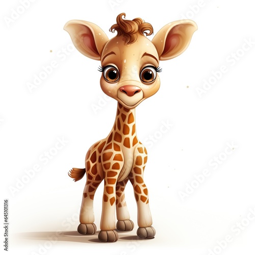 Cute Close-up of a Funny Giraffe on a white background
