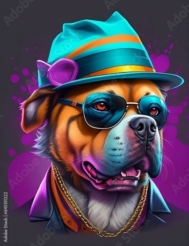 Gangster dog wearing a hat