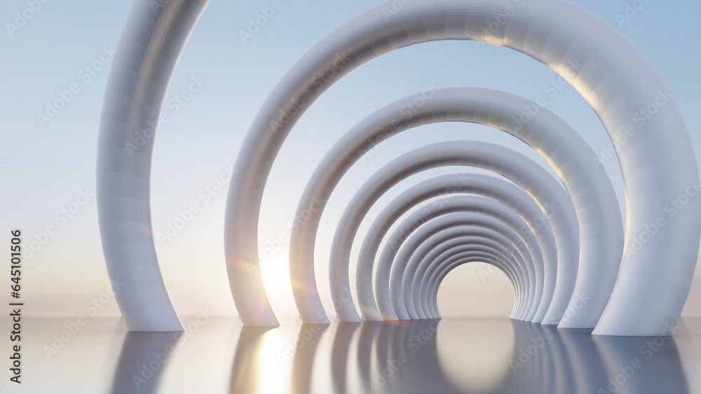 Obraz premium Abstract architecture background arched interior 3d render