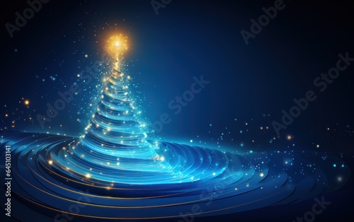 Christmas tree with blue light