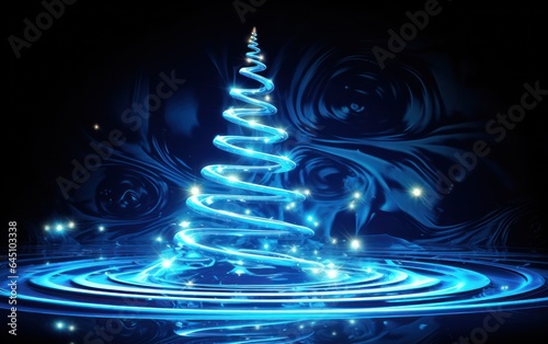 Christmas tree with blue light