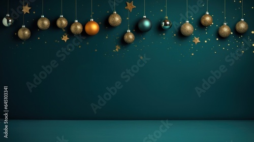Christmas tree on dark green background
