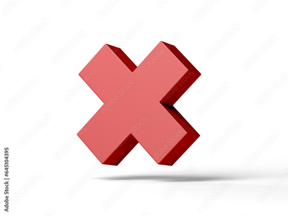 Red x mark isolated on white background. Cross sign. 3d illustration. Red x mark isolated on white background. Cross sign. 3d illustration.