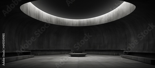 Abstract architectural background with smooth, dark, empty interior in ing.