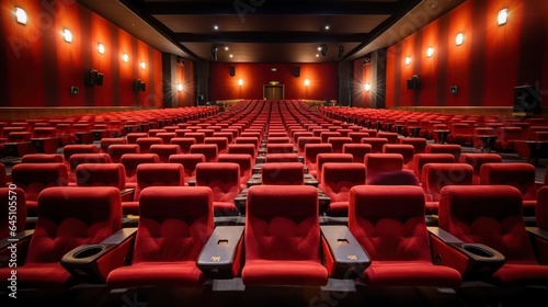 Empty red seats inside the cinema