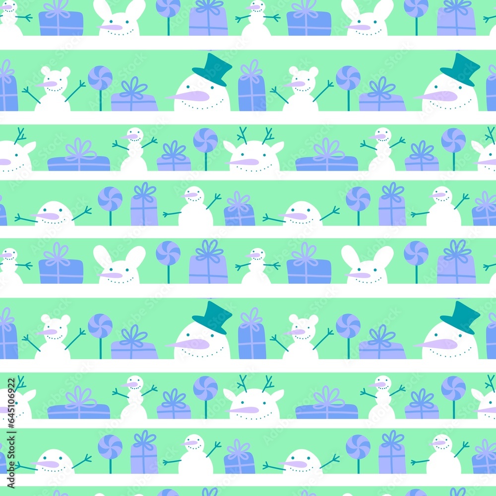 Christmas snowman seamless winter pattern for wrapping paper and fabrics and kids clothes print Christmas snowman seamless winter pattern for wrapping paper and fabrics and kids clothes print