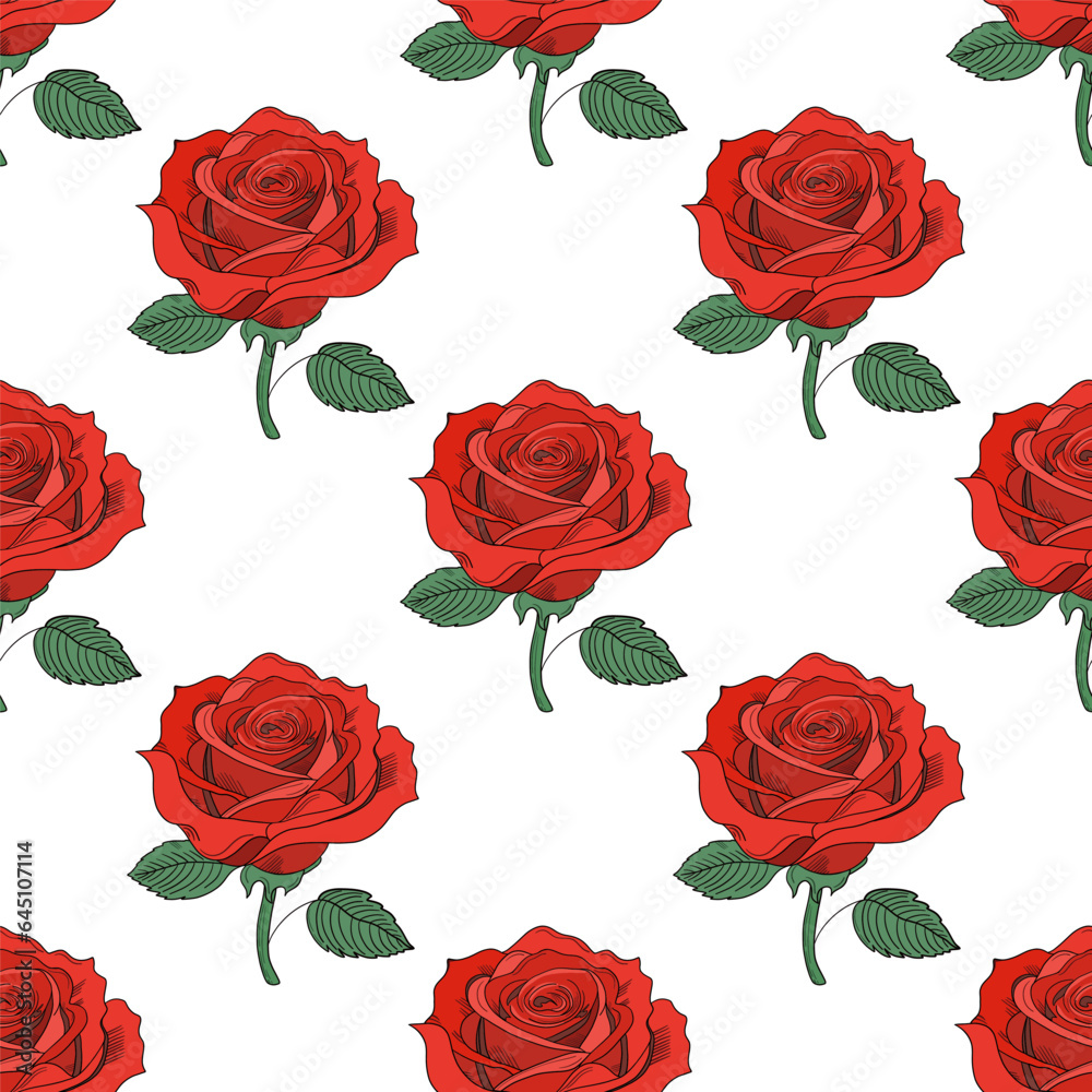 Seamless pattern of red roses. EPS 10