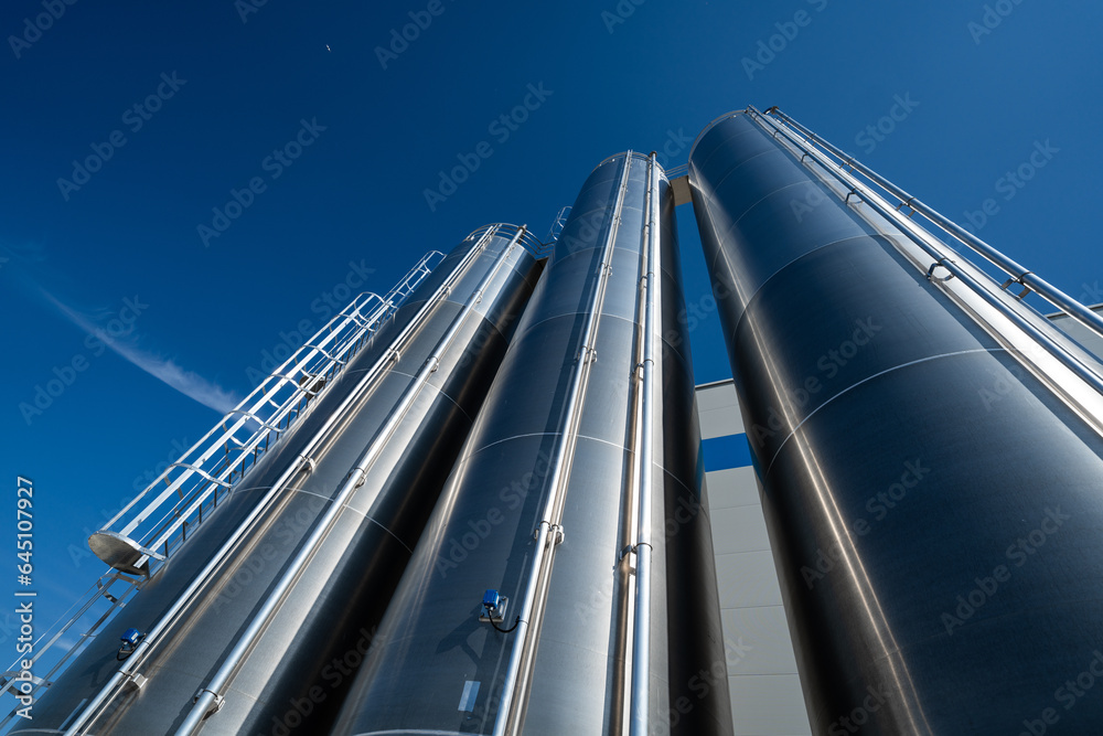 steel tanks in the background, a new factory - a clean and ecological company