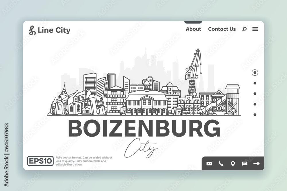 Boizenburg, Germany architecture line skyline illustration. Linear vector cityscape with famous landmarks, city sights, design icons. Landscape with editable strokes.