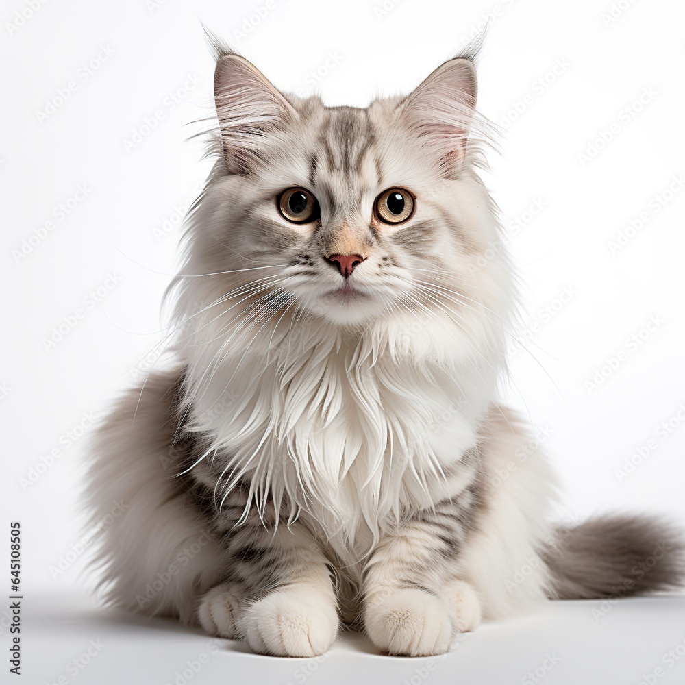 Sitting cat animal white background AI generated image Sitting cat animal white background AI generated image