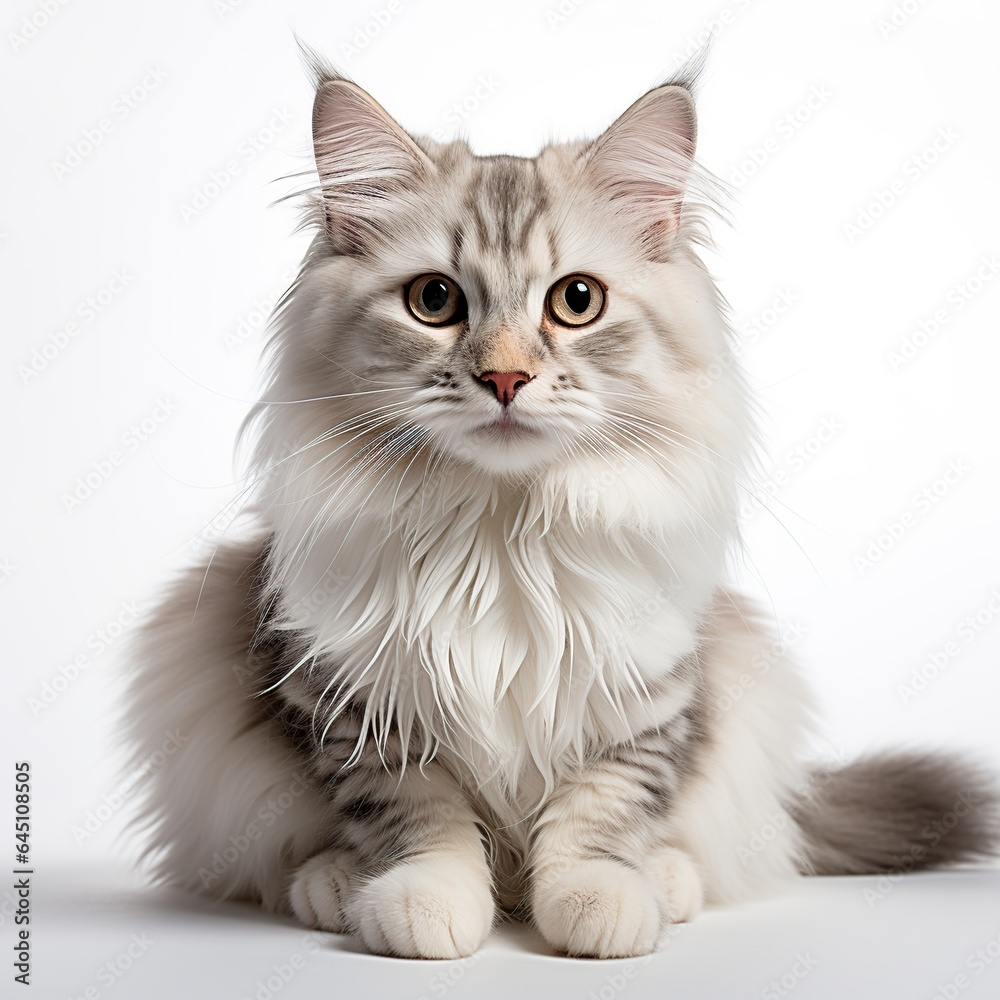 Sitting cat animal white background AI generated image