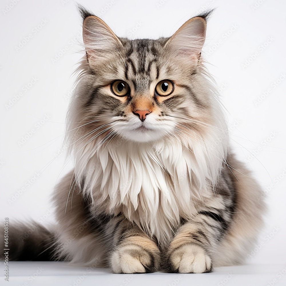 Sitting cat animal white background AI generated image