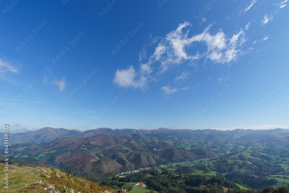 Beautiful basque countryside with meadow on the hill at the spanish french border near Beartzun, Navarre, Spain Beautiful basque countryside with meadow on the hill at the spanish french border near Beartzun, Navarre, Spain