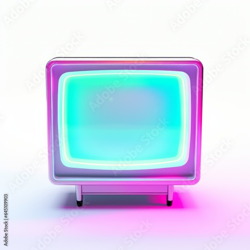 Bright neon TV. Generative AI