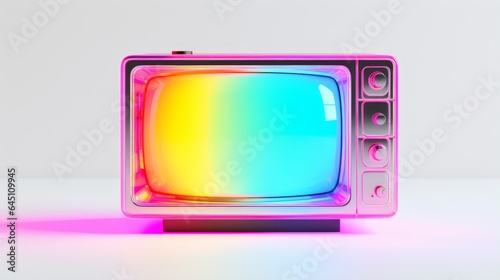 Bright neon TV. Generative AI