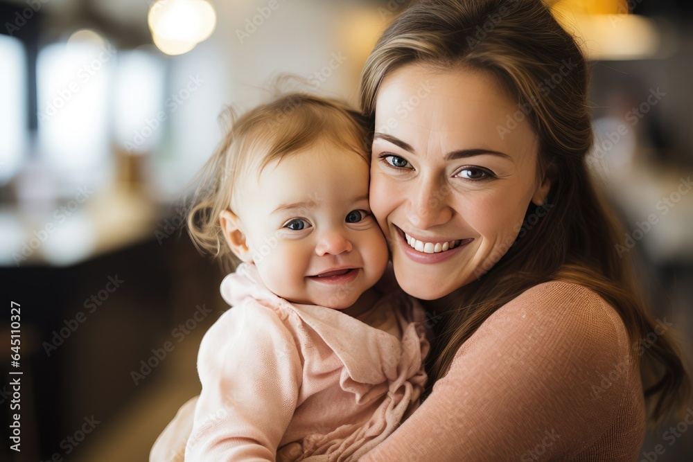 Mother holding baby with down syndrome
