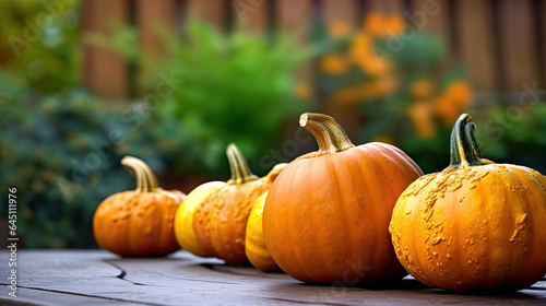 Pumpkin on a surface in a modern patio