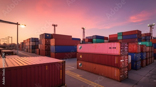 Container box of cargo ship transport