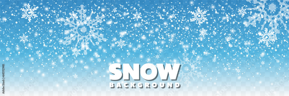 Realistic falling snow on transparent background.Seamless realistic falling snow or snowflakes. Vector illustration Realistic falling snow on transparent background.Seamless realistic falling snow or snowflakes. Vector illustration